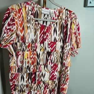 Alfred Dunner Red and Pink Ruffled Blouse